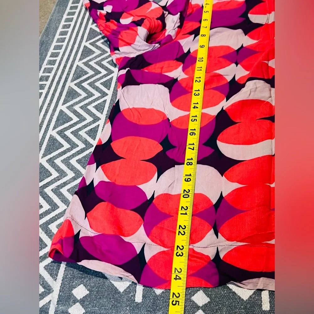 Boden Red and Purple Geometric  abstract artsy pattern Blouse women’s 14  L